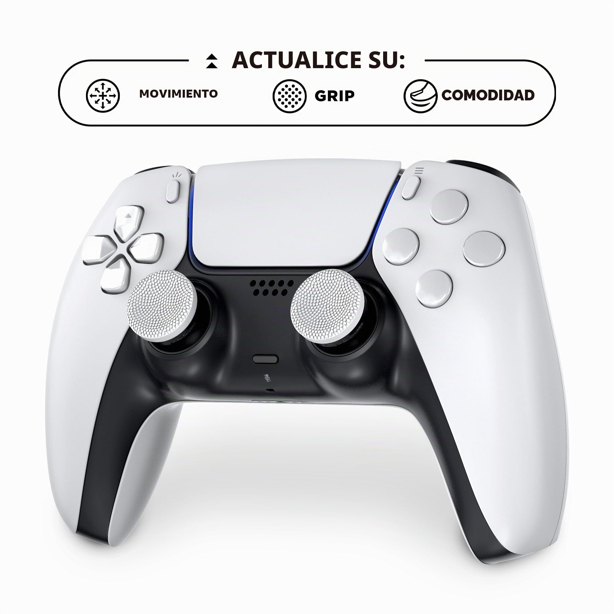 KontrolFreek Embrague para PlayStation 5, PS5 y PlayStation 4, Controlador PS4, palancas Pulgares de Rendimiento, 2 cóncavos de Altura Baja, Blanco y Negro