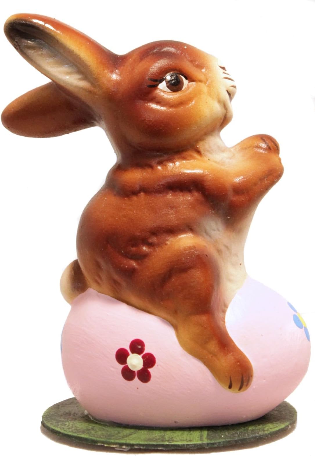 Schaller Bunny Rabbit Sitting on Pink Easter Egg Paper Mache Candy Container