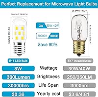 Vista 2 de Bombilla LED E17 regulable, equivalente a 30-40 W de incandescente, blanco natural 4000K, apta para microondas sobre la estufa de LG Whirlpool