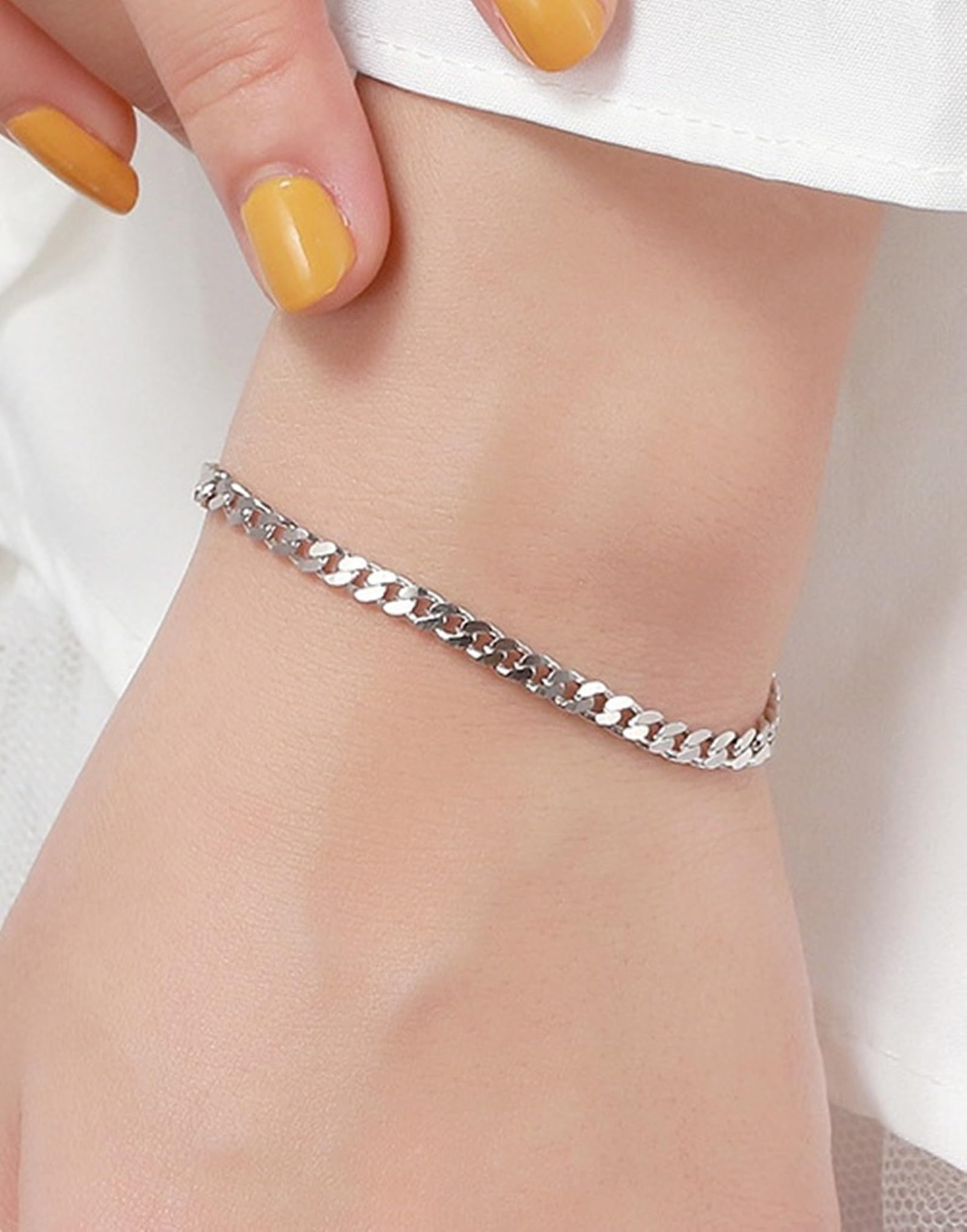 Epinki Pulsera Mujer Hombre Plata de Ley 925, Cadena Joyería Fiesta