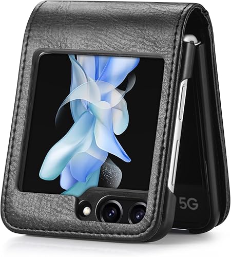 Miniatura 4 de Fundas para Galaxy Z Flip 5, estilo empresarial, piel sintética, tarjeteros, ajuste delgado, para mujeres y hombres, funda protectora para teléfono