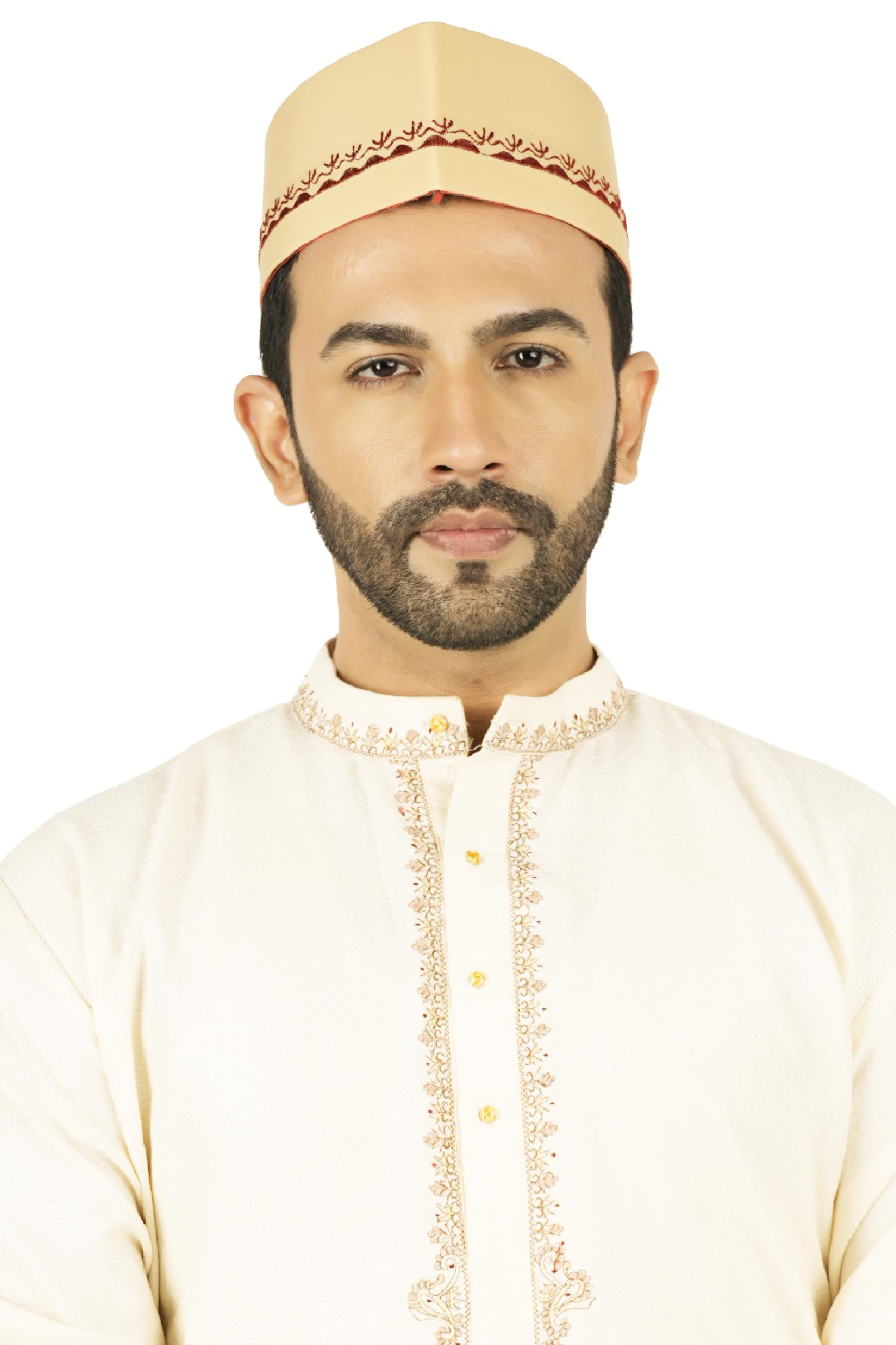 Traditional Handstitch Ready to Wear Topi/Cap/Turban for Wedding, Pooja and Traditional Function Use It, [Golden Emboidery Topi, Free - Size]-image-39