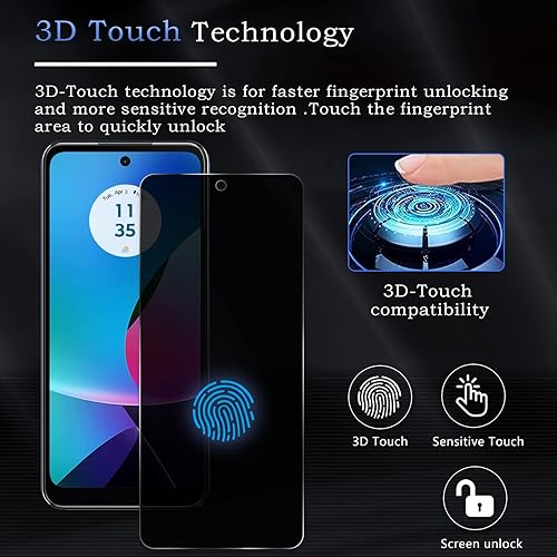 Miniatura 5 de Paquete de 2 protectores de pantalla de privacidad para Moto G Play (2023), película de vidrio templado dureza 9H sin burbujas a prueba de roturas