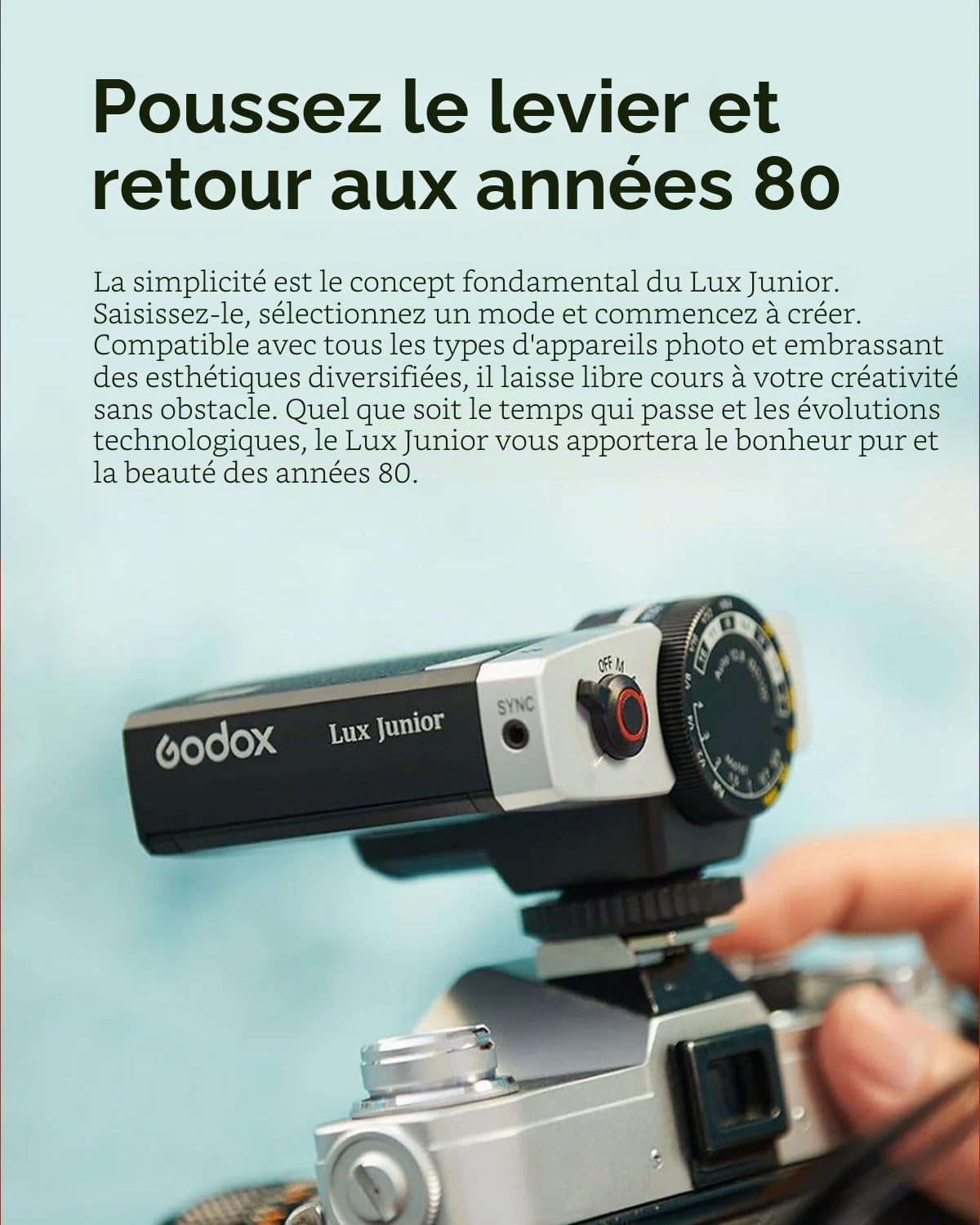 Godox Lux Junior Retro Flash pour Appareil Photo,Speedlite GN12 6000K ± 200K CCT,Modes Automatiques et manuels 1/1-1/64 Puissance 28mm pour Appareils Photo Canon Nikon Sony Fuji Olympus