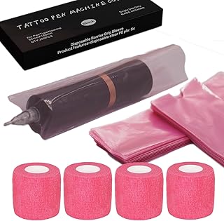 200 Pink Tattoo Pen Covers 4 Grip Tapes Large Tattoo Machine Covers Tape Wrap Supplies