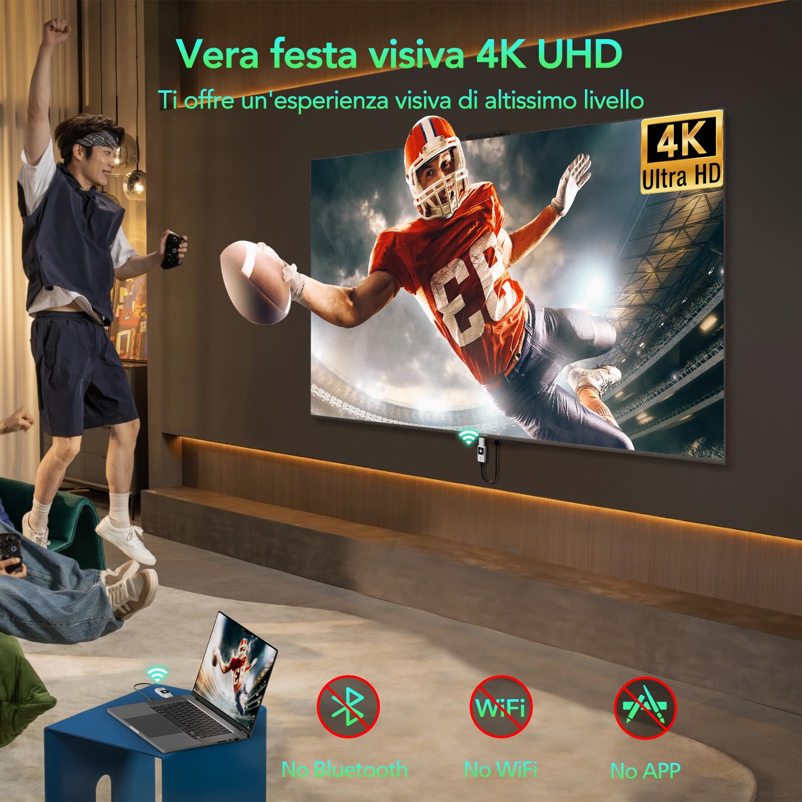 ICZI Transmisor y Receptor HDMI inalámbrico 4 K 30 Hz, 50 m de Alcance, 2,4/5,8 GHz, para Ordenador portátil, PC, HDTV, proyector