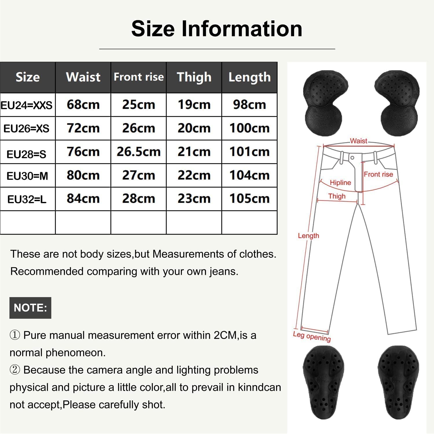 LINGKY Pantaloni da Moto da Donna Equitazione Pantaloni Motorcycle Biker Jeans Protezione Rinforzato Ginocchio Anca Pads