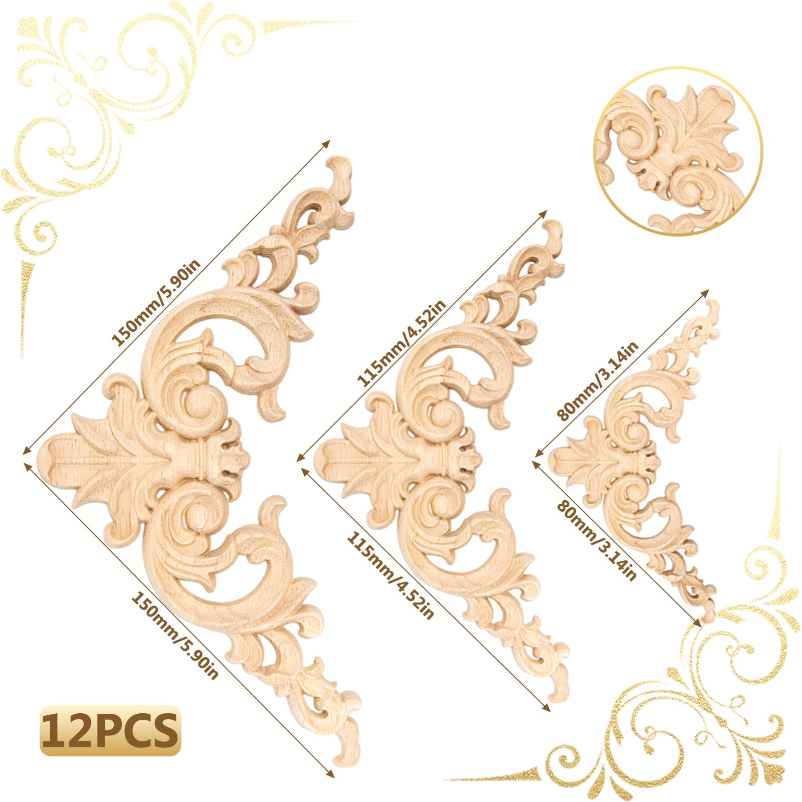 12 Pcs Wood Mouldings Decorative - Image 2