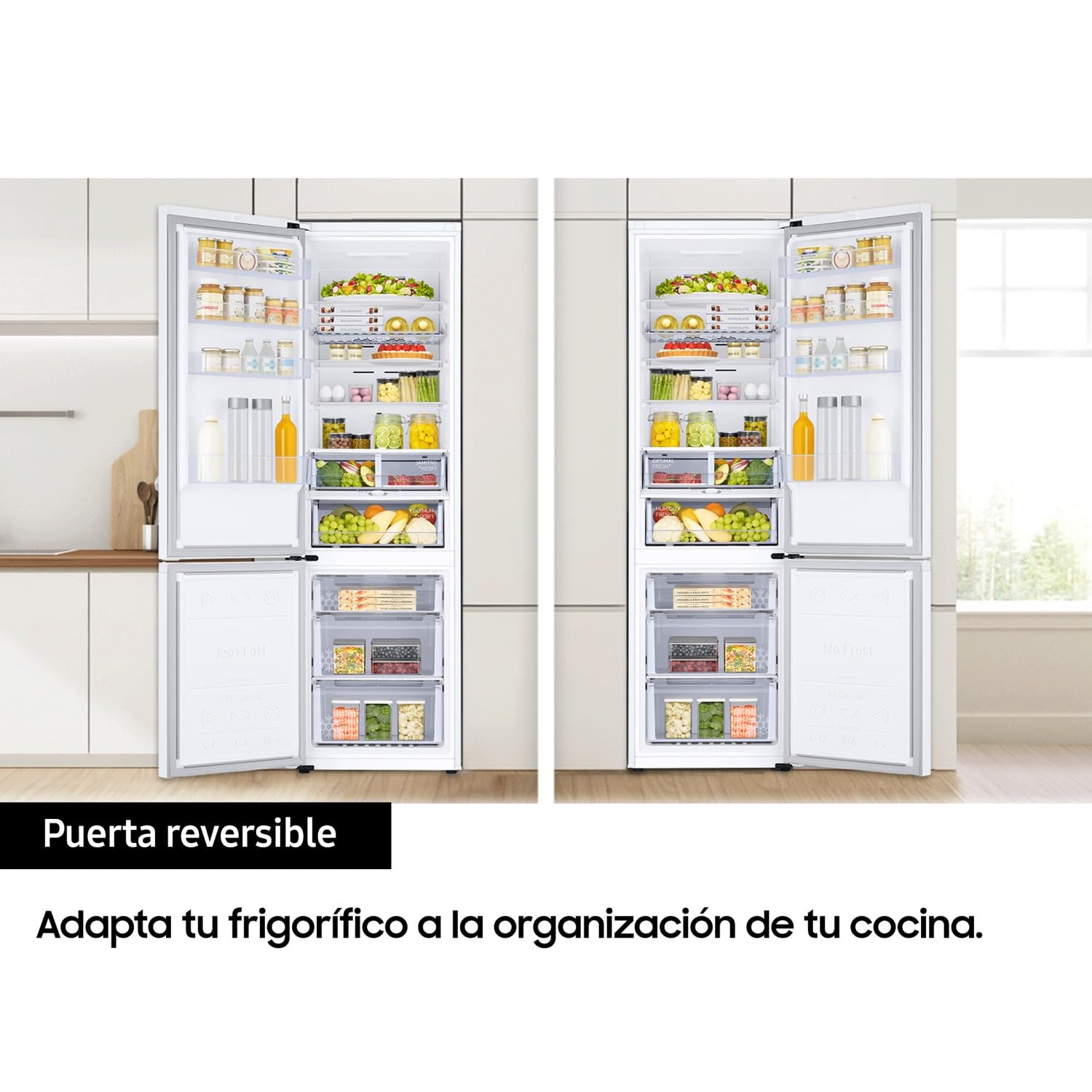 Samsung RB38C600EWW/EF - Frigorífico Combi 200cm - 390L, Clase E, Color Blanco - SmartThings AI Energy Mode, Tecnología SpaceMax™
