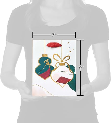 Miniatura 4 de Papyrus Bolsa mediana de regalo de Navidad de 9 pulgadas, adornos de acuarela (1 bolsa)