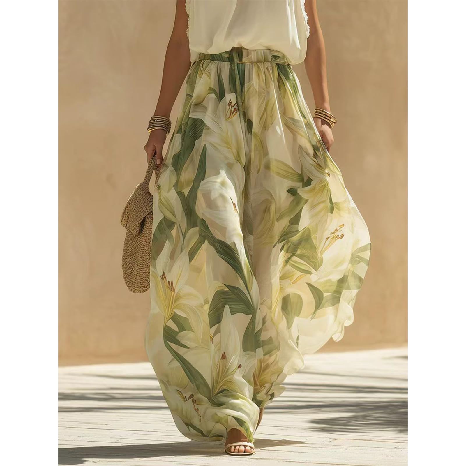 Tenue sexy 2 pièces pour femme, dos nu, col en V, volants, haut dos nu, imprimé floral, jambes larges, ensemble d'été décontracté pour les vacances