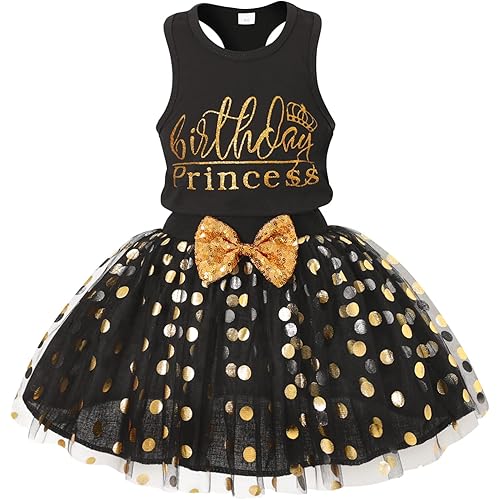 Toddler Kids Baby Girls Outfits Birthday Princess Vest Sleeveless Shirts Top + Dot Bubble Skirt 2PCS Summer Dresses Set