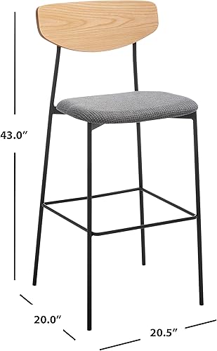 Miniatura 5 de SAFAVIEH Home Collection Ryker Taburete de bar de cocina de 30 pulgadas de roble y negro (totalmente montado)