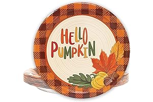 Whaline 9-Inch Hello Pumpkin Fall Party Plates