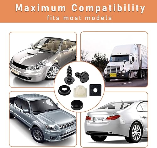 Miniatura 6 de Juego de 4 tornillos para placa de matrícula, a prueba de óxido, antirruido y antirrobo, pernos de montaje autorroscantes de acero inoxidable para