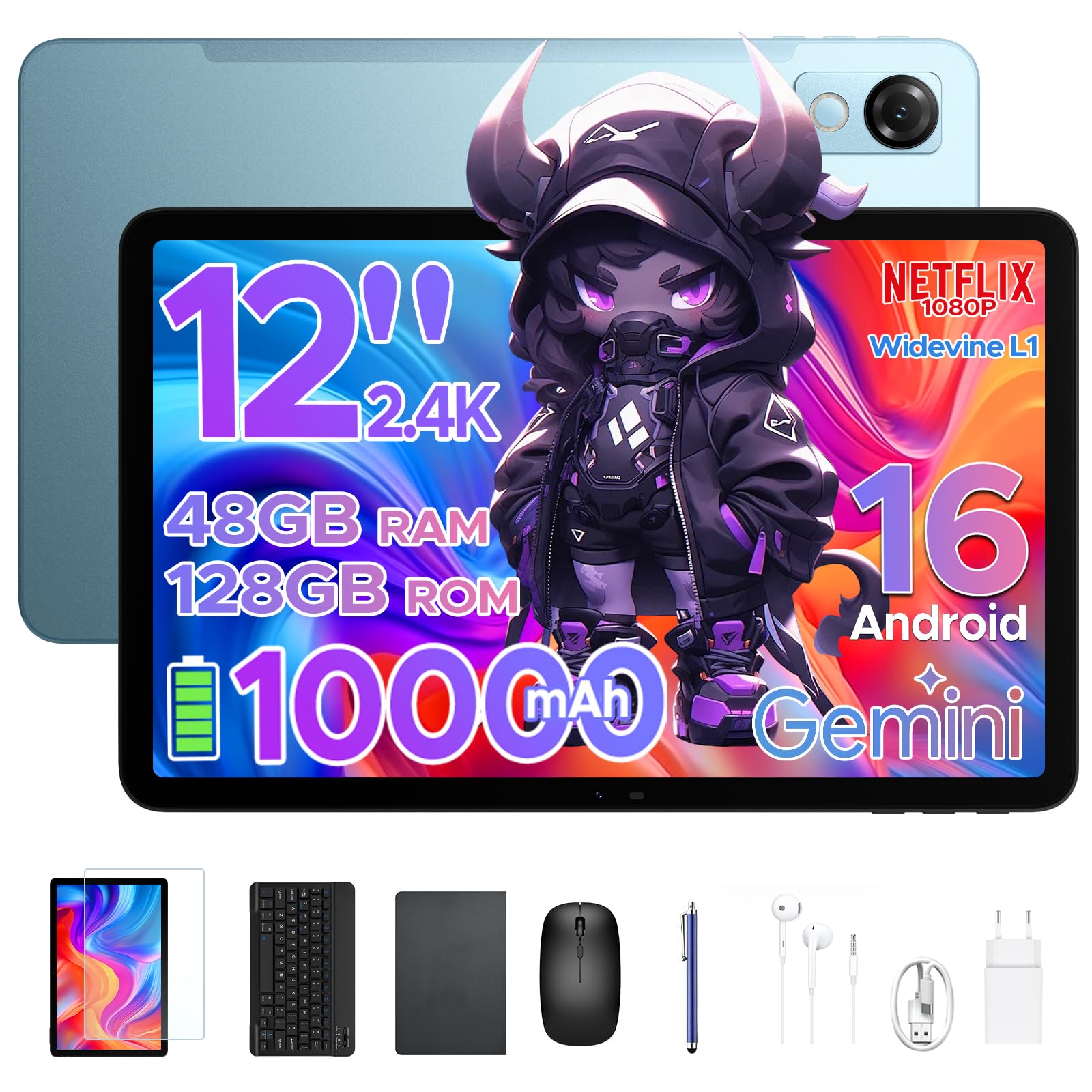 P12 Tablet Android 16, Tablet 12 Pulgadas, 48GB RAM+128GB ROM/2 TB