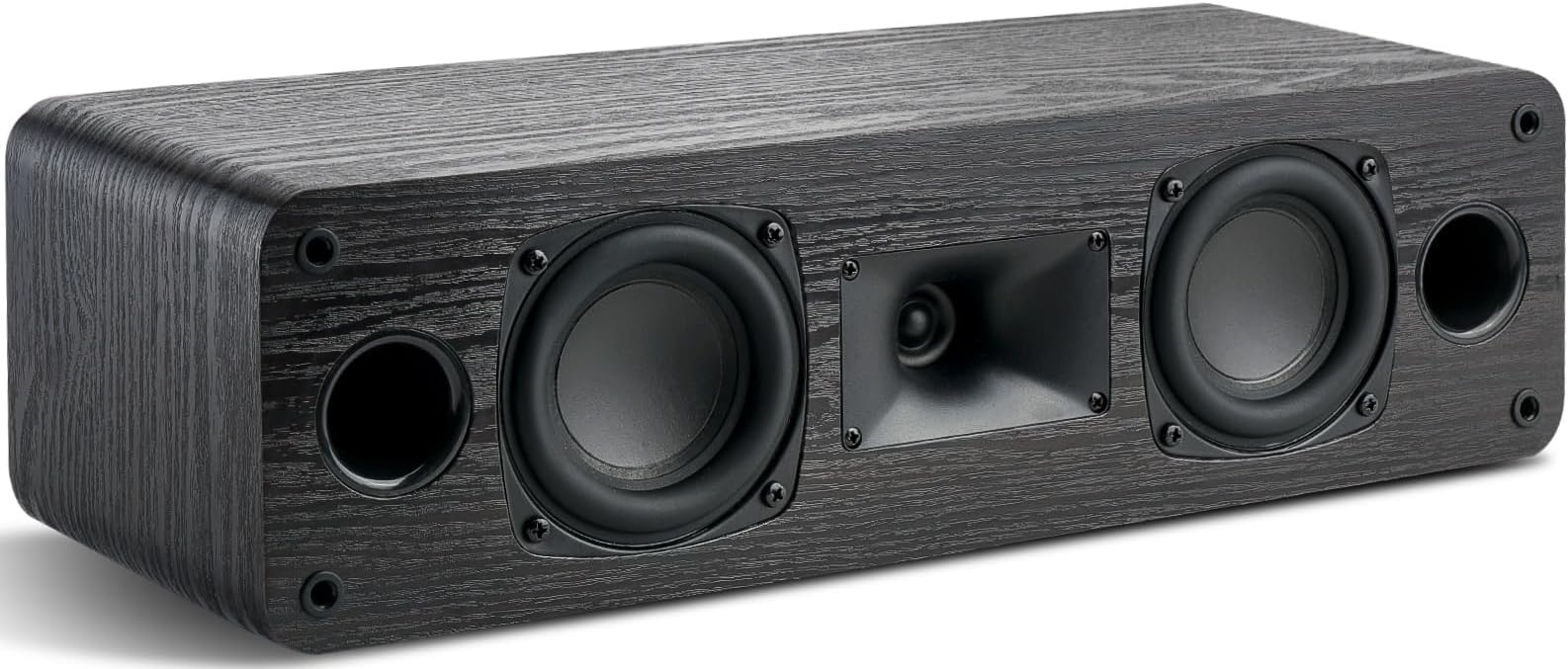 Saiyin Center Channel Speaker with Dual 3.5-Inch Woofers and Horn Tweeter, for Desktop Stereo or Home Theater Surround Sound, Requires a Separate Amplifier or Receiver, Wall Mountable, Single