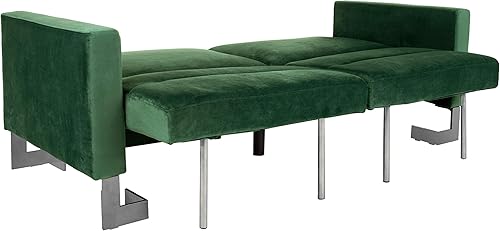 Miniatura 45 de Safavieh Inicio Tribeca Glam Sofá cama plegable de terciopelo azul marino y latón Azul marino/latón,Esmeralda/latón,Rubor /