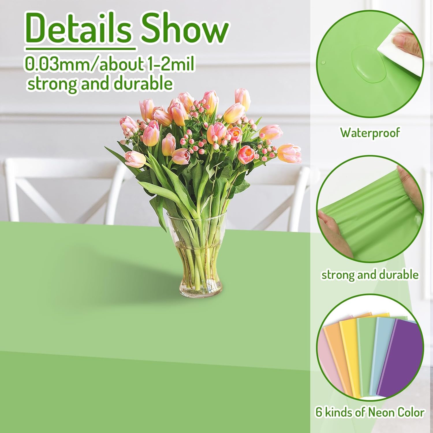 Whaline 24Pcs Pastel Color Plastic Tablecloth 6 Colors Rectangle Table Cover Waterproof Boho Table Cloth for Party Table Decoration Supplies Silly Goose, 54 x 108 Inch