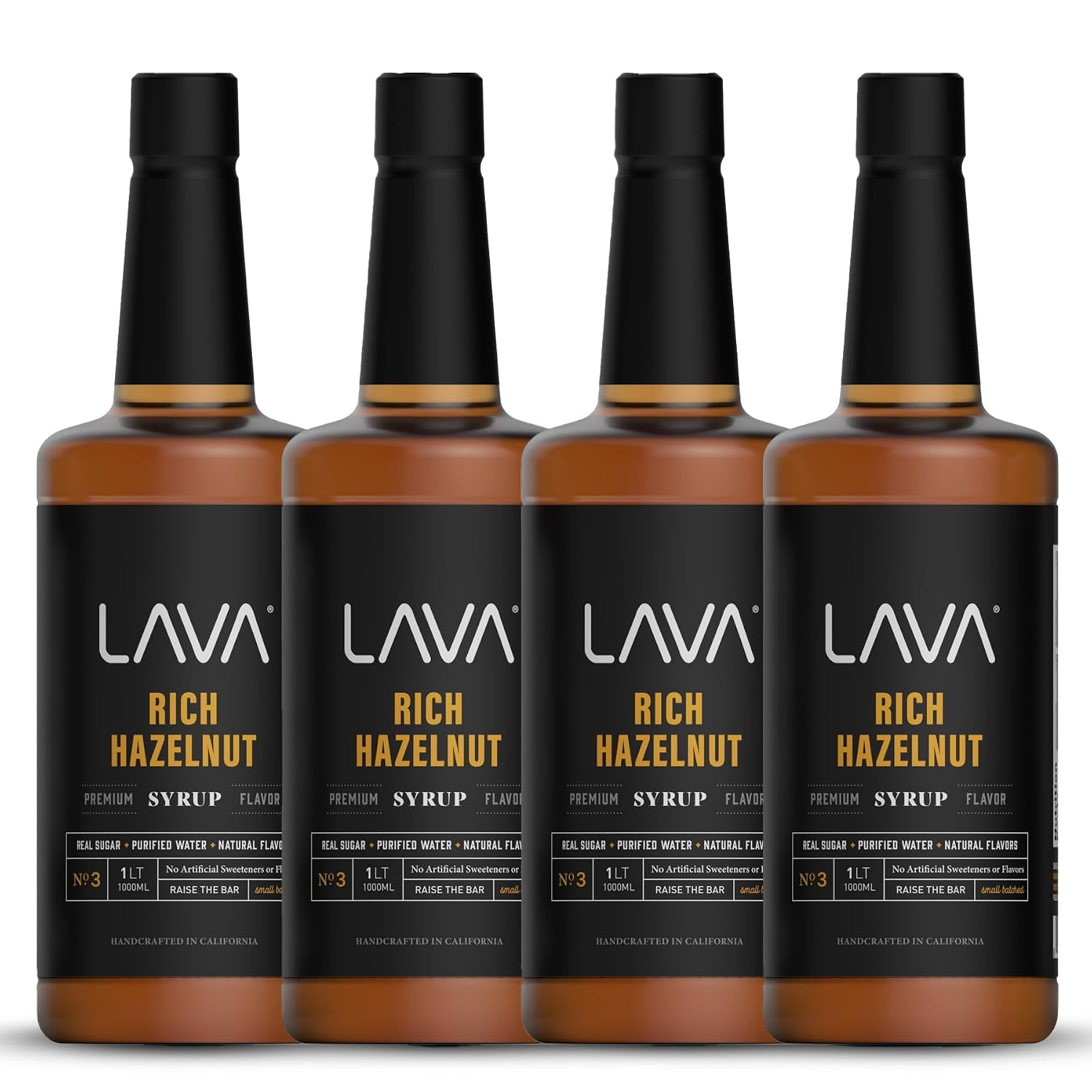 (4-Pack) LAVA Premium Mocha Chocolate Syrup, Chocolate Coffee Sweetener, 33.8oz (1-Liter), Made with 100% Sugar, No Artificial Sweeteners, Flavors, or Colors.