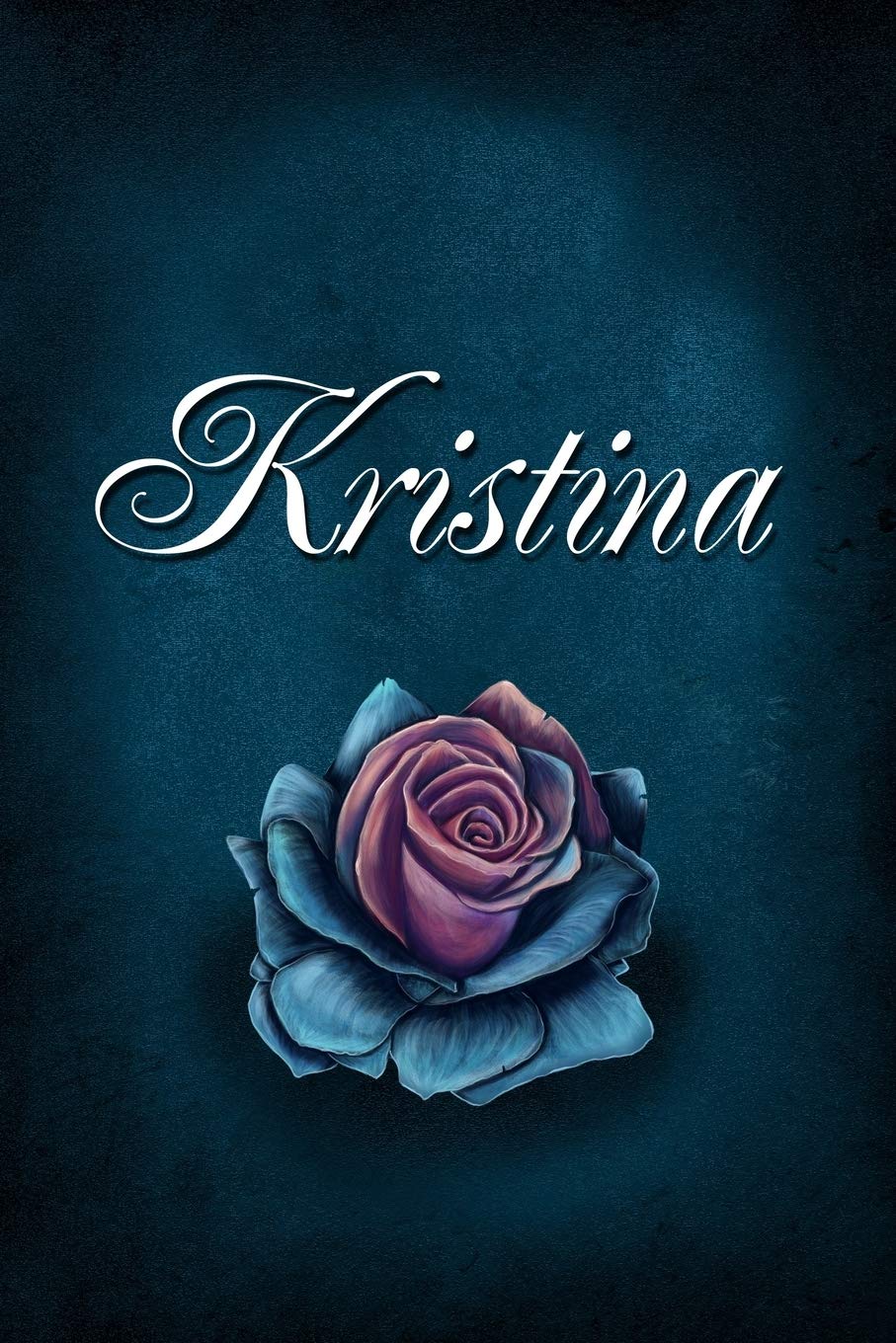 Kristina: Personalized Name Journal, Lined Notebook with Beautiful Rose Illustration on Blue Cover