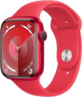 Apple Watch Series 9 [GPS, 45mm] - (PRODUCT)RED Aluminum Case with (PRODUCT)RED Sport Band, M/L (Renewed)