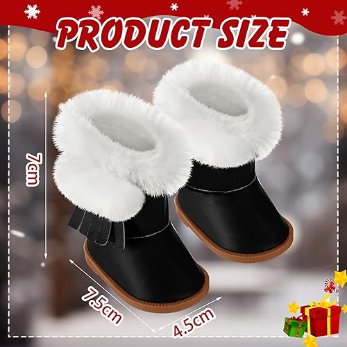 Miniatura 10 de Bencailor 3 pares de zapatos de muñeca mini botas de invierno con forro de cachemira para muñecas de 18 pulgadas (estilo novedoso)