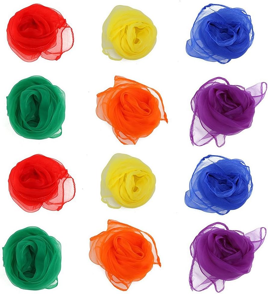 DS. DISTINCTIVE STYLE Juggling Scarves 12 Pieces Square Dance Scarves Multicolored Rhythm Band Scarves for Magic Trick Child Show : Toys & Games