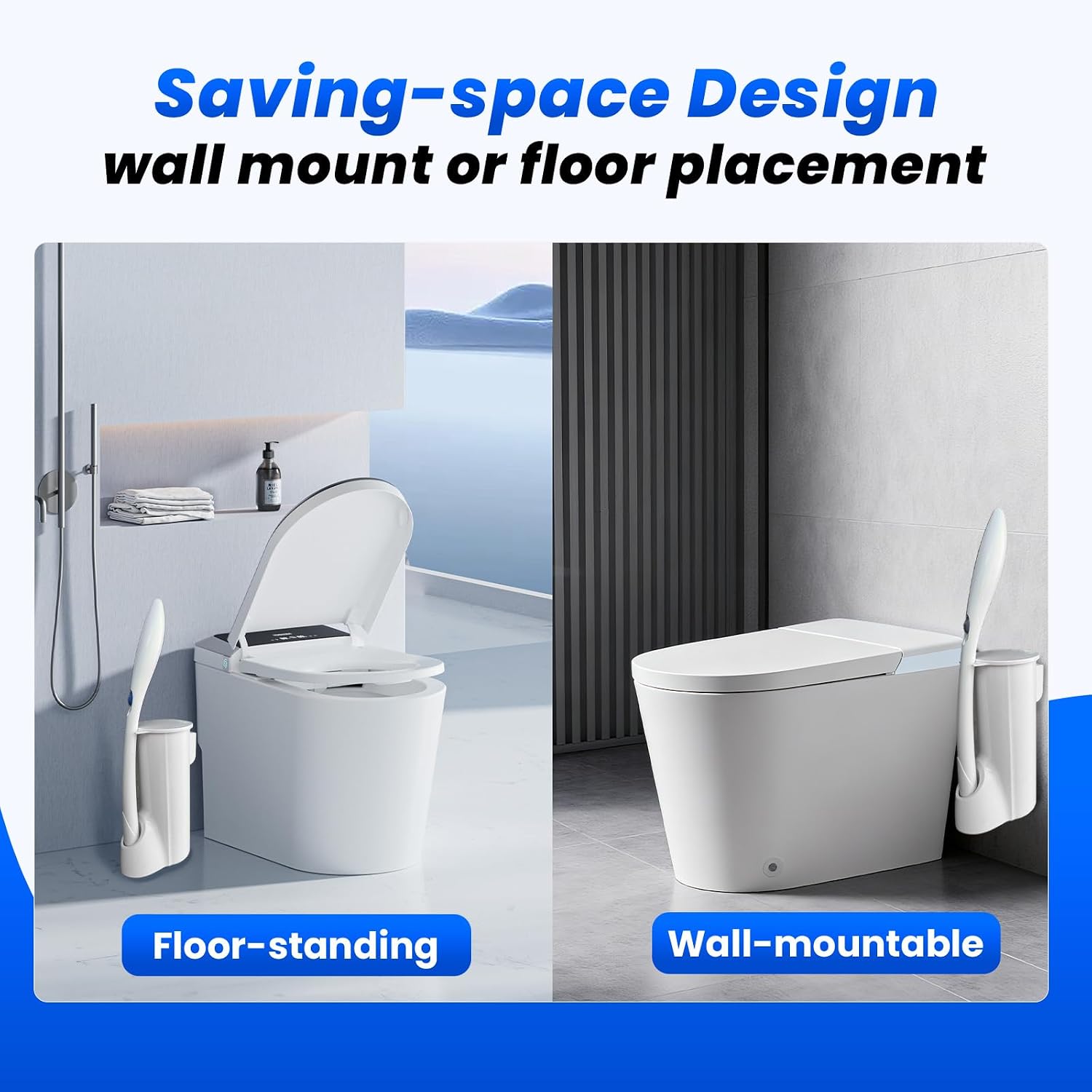 2 Packs Toilet Wand Caddy Holder (Holder Only, No Wand), Disposable Brush Kit, Stand Toilet Cleaning Starter Kit, Wall Mounted Storage Caddy.