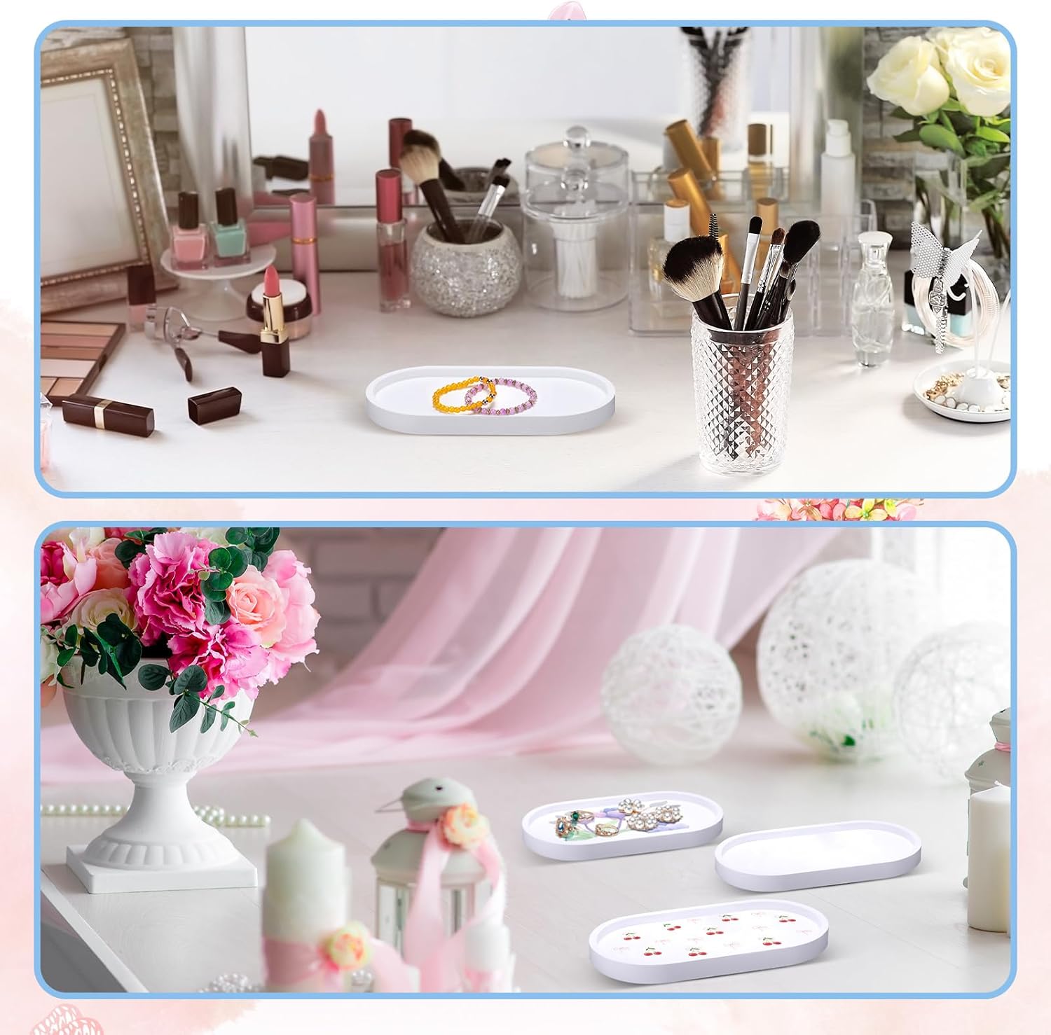 MotiMind 4 Set Ceramics to Paint Oval Jewelry Tray Ready to Paint Your Own Ceramic Ring Dish Holder DIY Unpainted Plaster Trinket Dish Paintable Tray Crafts with Brush Palette for Adults