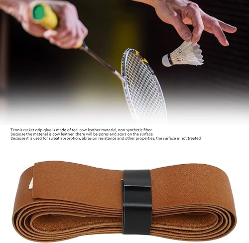 Miniatura 2 de Vbestlife Cinta de agarre de raqueta de tenis de cuero con absorción de sudor, cinta de repuesto para raqueta de bádminton para raqueta de tenis y