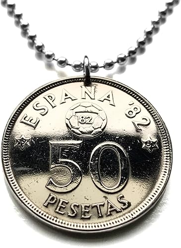 1980 España 50 Pesetas moneda colgante Copa Mundial de futbol España 1982 Copa Mundial Camp Nou Santiago Bernabéu Madrid Barcelona Coruña Gijón
