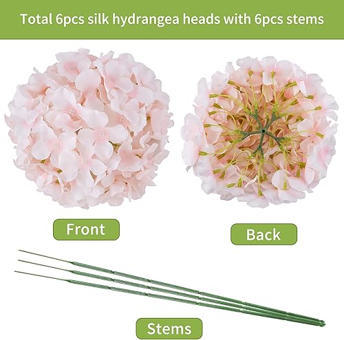 Miniatura 3 de DuHouse Hortensias artificiales de seda con tallos, hortensias falsas para bricolaje, centro de mesa de boda, decoración del hogar, paquete de 6