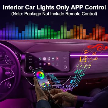 Interior Car LED Strip Lights APP Control, 5 in 1 RGB 16 Million Colors Ambient Lighting Kit with 236 inches Fiber Optic, Music Mode Inside Car Lighting Decorations