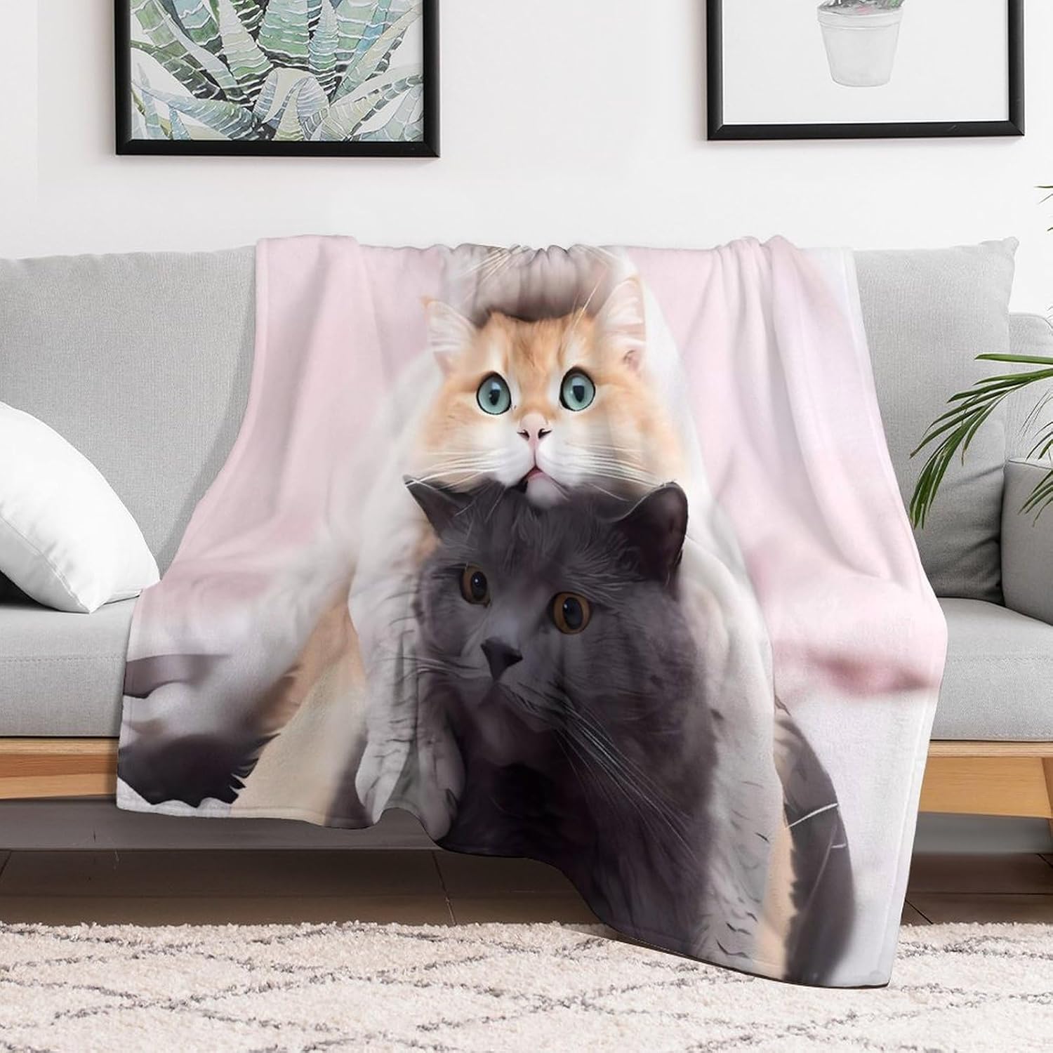 Cats Blanket Super Soft Warm Flannel Throw Blankets Lightweight Breathable Bath Towel Cozy Luxury Blanket for Couch Home Decor Tapestry for Travel Camping