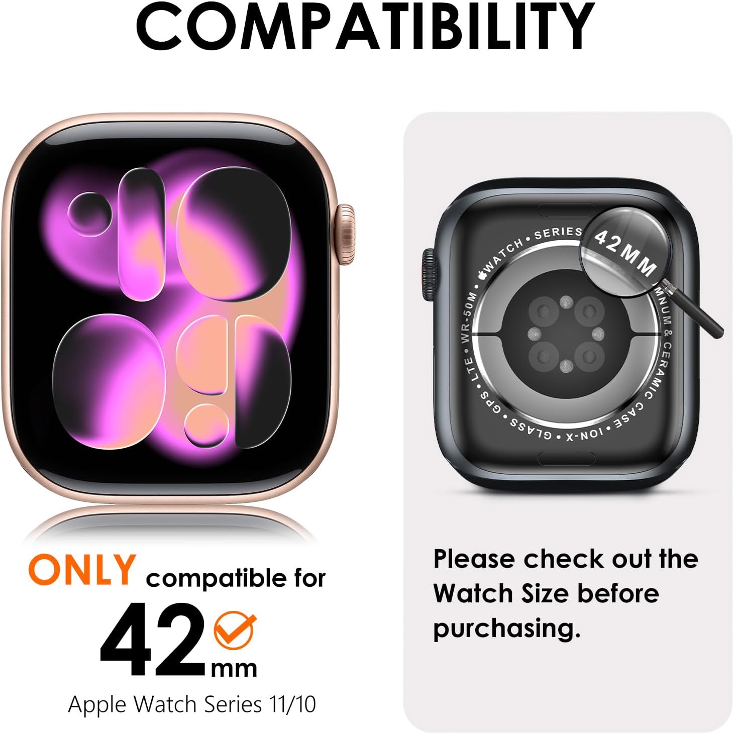 KADES Bling Case Compatible for Apple Watch Series 11/10 42mm, Sparkly Full Diamond Protective PC Bumper Cover, Rhinestone Frame for Women, 42mm-Silver - Image 2