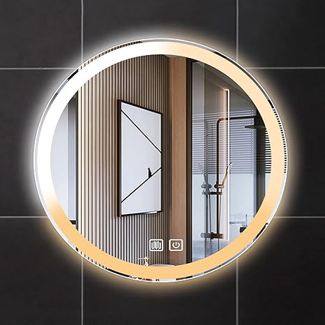 Amazon Co Jp 鏡 丸型led照明付き鏡 浴室化粧鏡 ウォールミラー 円形鏡 洗面所 ライト付浴室鏡 洗面鏡 タッチスイッチ 防曇 防水 モダン おしゃれ 玄関 リビング 洗面 トイレ バスルーム 円形 Size inch Diy 工具 ガーデン