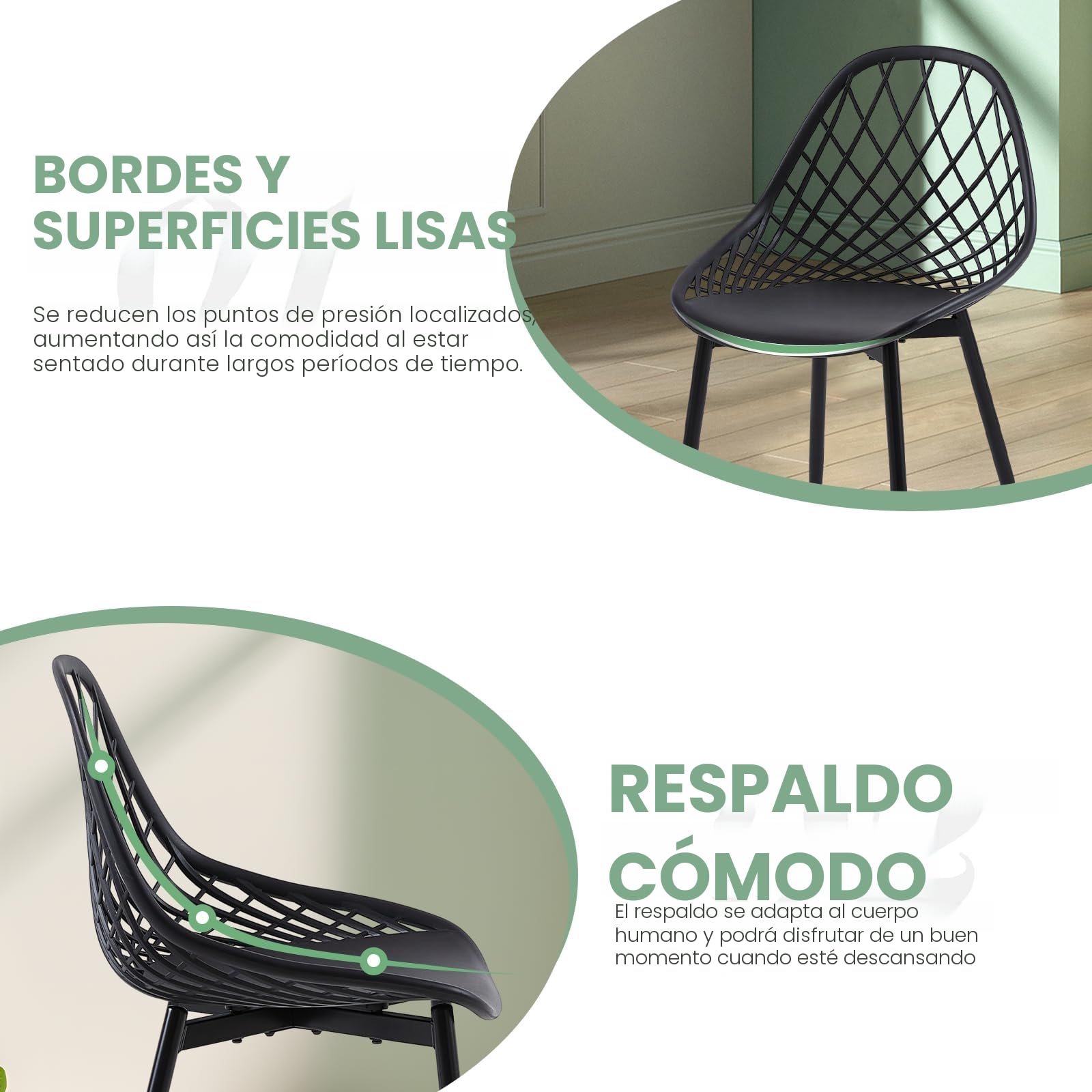 buybyroom Conjunto Balcon Mesa y sillas Balcon con Mesa y sillas terraza Exterior pequeña, Apto para terraza, jardín y salón, Patas Metálicas de Silla con Pies Regulabless, Negro