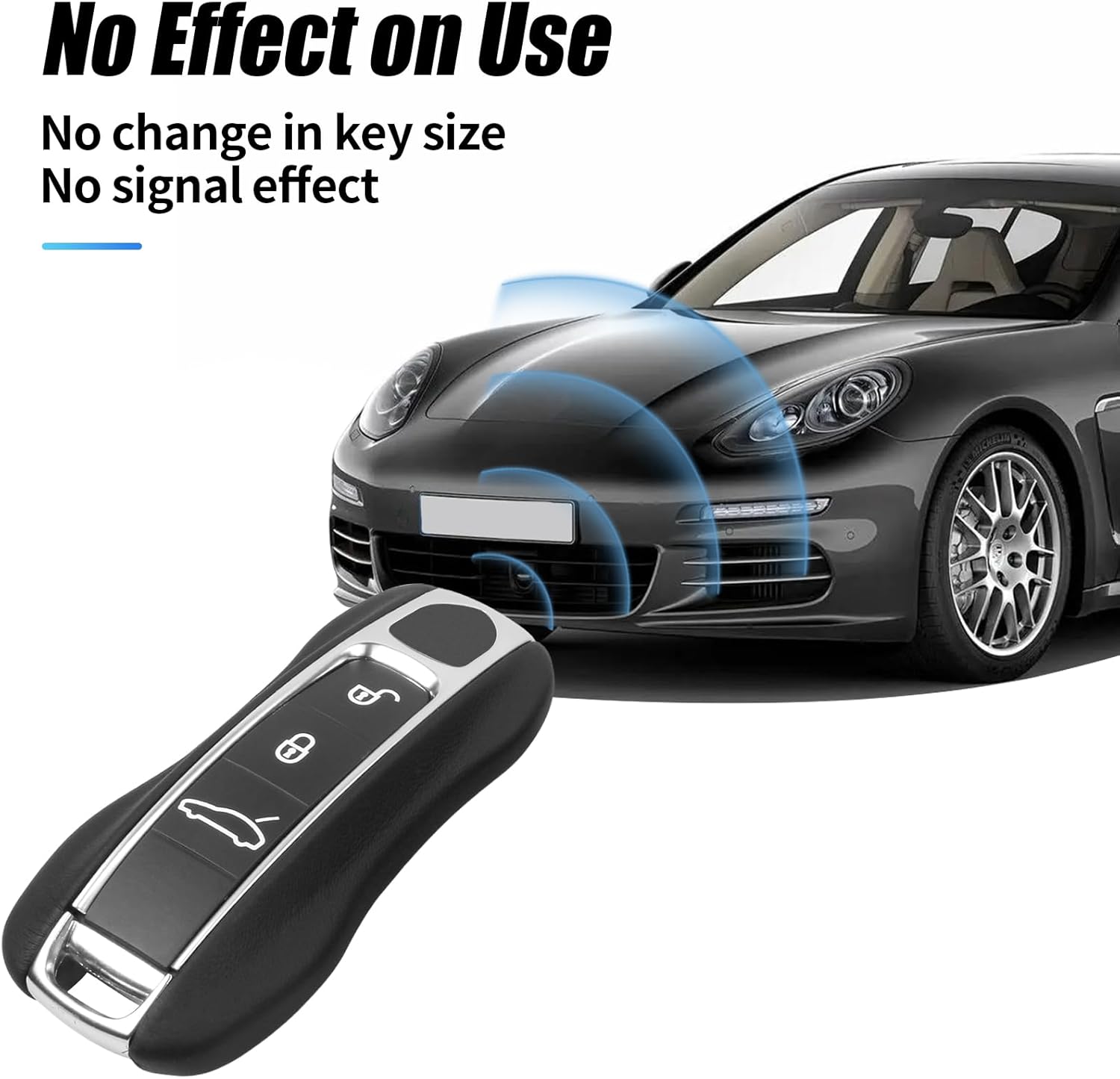 Compatible with Porsche Key Fob Cover, Compatible with Porsche Cayenne Panamera 911 Key Cover 2018-2024, Taycan Accessories 2020-2024, Key Shell Key Chain Accessories(Black)