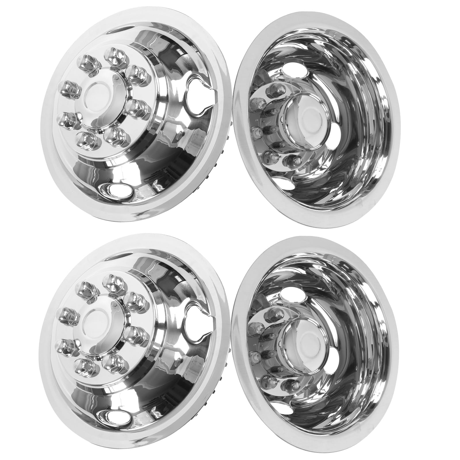 Photo 1 of 16 Wheel Simulators,8 Lug Stainless Steel RV Hubcaps,Polished Surface,Snap On Wheel Cover Compatible with1974-2000 GMC 3500, 1974-1998 Ford F350, 2008-2025 E350/E450 Van, 1974-1999 Dodge Ram 3500