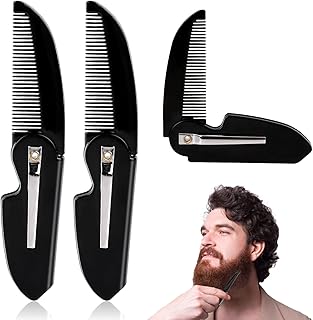 Folding Beard Comb,3 Pcs Black Mustache Comb Small Pocket Comb Portable Styling Beard Comb for Men Everyday Grooming and Hair Care