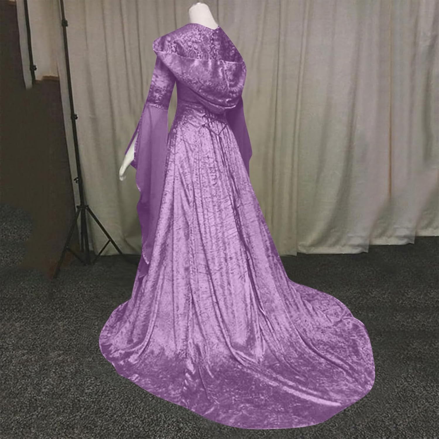 Women's Deluxe Witch Dress Vintage Halloween Gothic Dress Medieval Vampire Cosplay Renaissance Costume with Hood