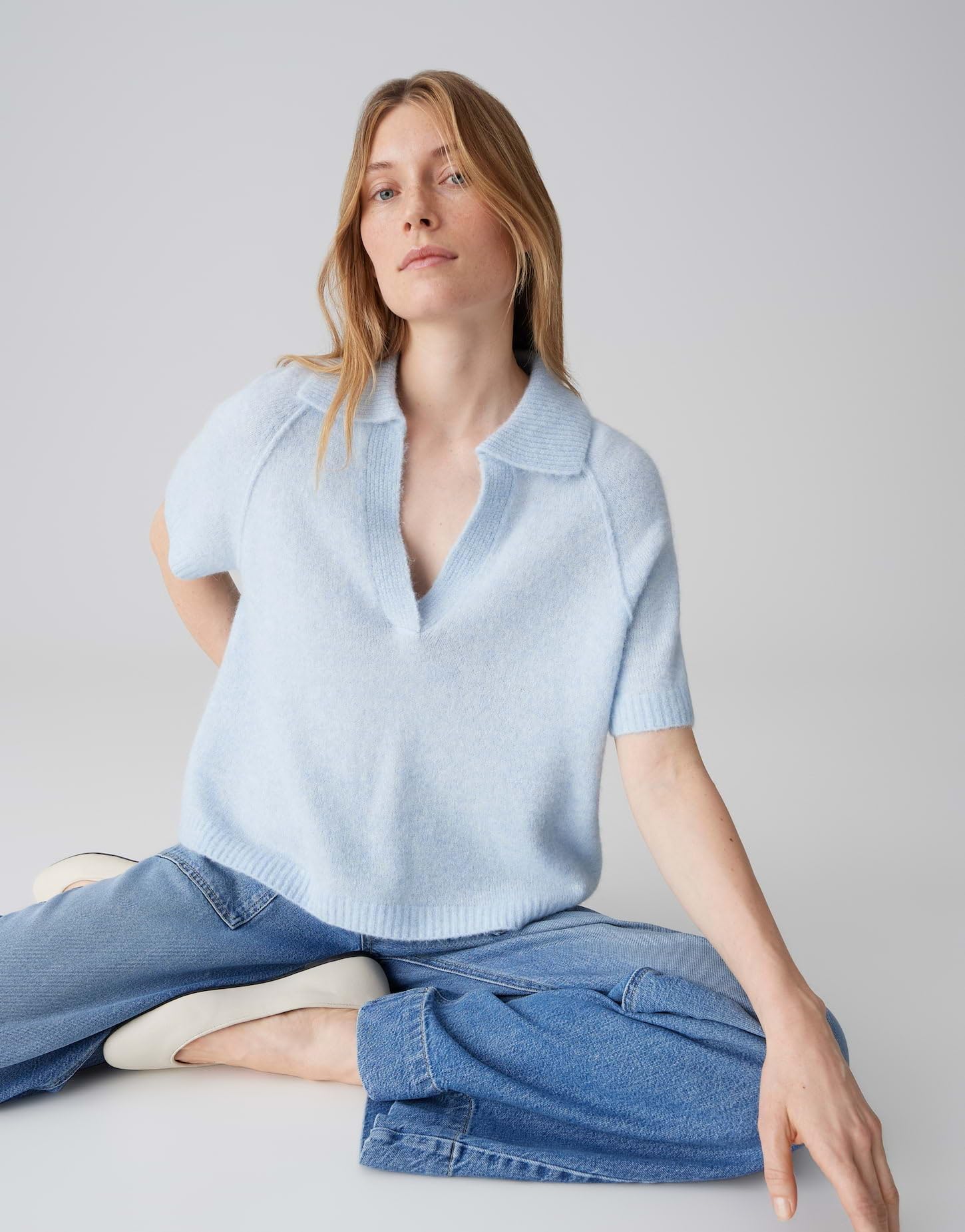 OPUS Damen Pullover | Weiches Strickshirt im Polo Stil Loose Fit