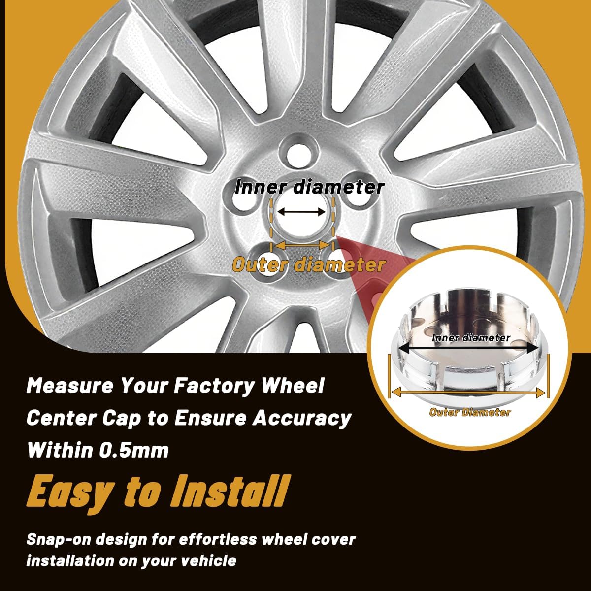 4Pcs 1.93in / 49mm Car Wheel Center Caps for 2013-2016 Scion FR-S 2013-2017 Subaru BRZ 2017-2020 86 Chrome Outer 1.93 in, Inner 1.73 in Snap-On Hub Caps