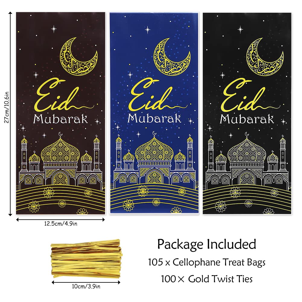 Ramadan Gift Bags with Gold Twist Ties,100 PCS Islamic Festival Cellophane Treat Bags Ramadan Eid Mubarak Mosque Castle Moon Star Goodie Cookie Bags Muslim Eid al-Adha Islam Eid Iftar Favor Bag Ramadan Gift Bags with Gold Twist Ties,100 PCS Islamic Festival Cellophane Treat Bags Ramadan Eid Mubarak Mosque Castle Moon Star Goodie Cookie Bags Muslim Eid al-Adha Islam Eid Iftar Favor Bag