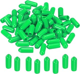 MECCANIXITY 100pcs 3/16 inch(5mm) Rubber End Caps Cover PVC Vinyl Screw Thread Protector Round Wire Shelf Caps for Screw Bolt Pipe Fence Post, Green