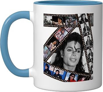Michael Jackson 002 Ceramic Mug, Blue/White