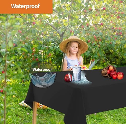 Miniatura 3 de Paquete de 3 manteles de plástico desechables de 54 x 108 pulgadas, manteles rectangulares decorativos color negro