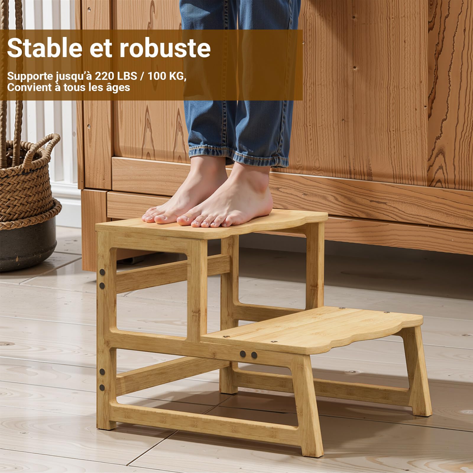 COSYLAND Tour d’Observation Montessori pour Enfant – Chaise d’Apprentissage Bébé Sécurisée, Tabouret en Forme Nuage Antidérapant pour Salle de Bain, Toilettes et Chambre – Natural