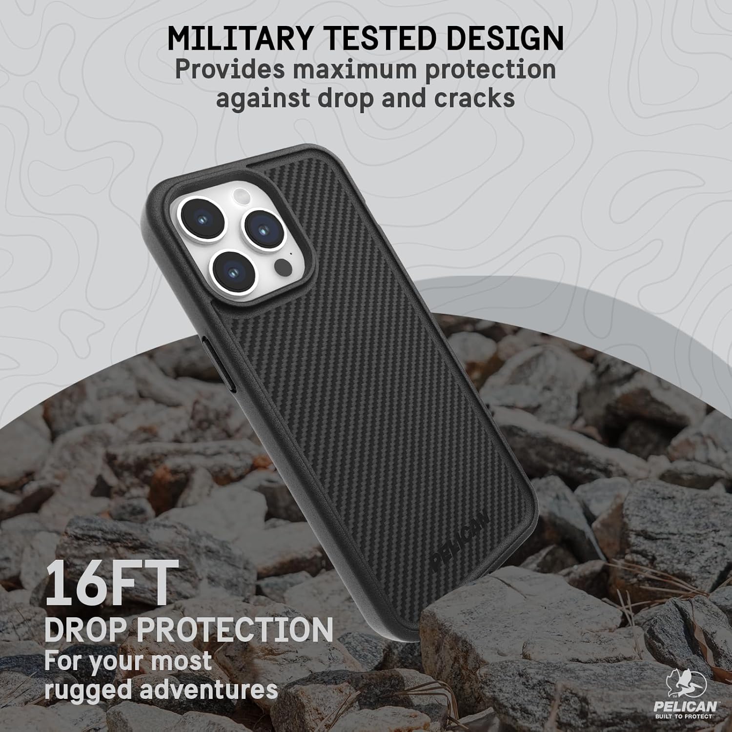 Pelican Protector 6.7" Apple iPhone 15 Pro Max Case | Compatible with MagSafe | 16FT MIL-STD Drop Protection | Magnetic Charging Phone Cases for iPhone 15 Pro Max with Anti-Scratch Technology | Carbon